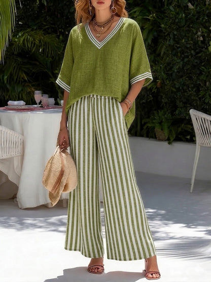 Francesca - Striped Linen Two Piece