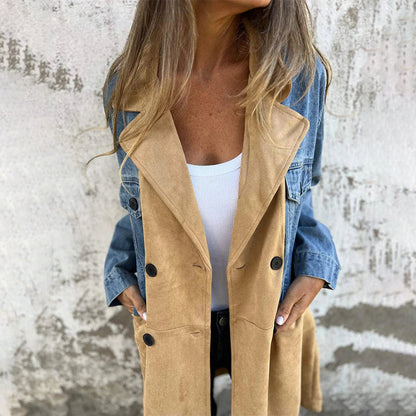 Sophie | Stylish Mid-Length Trench Coat with Denim Detail