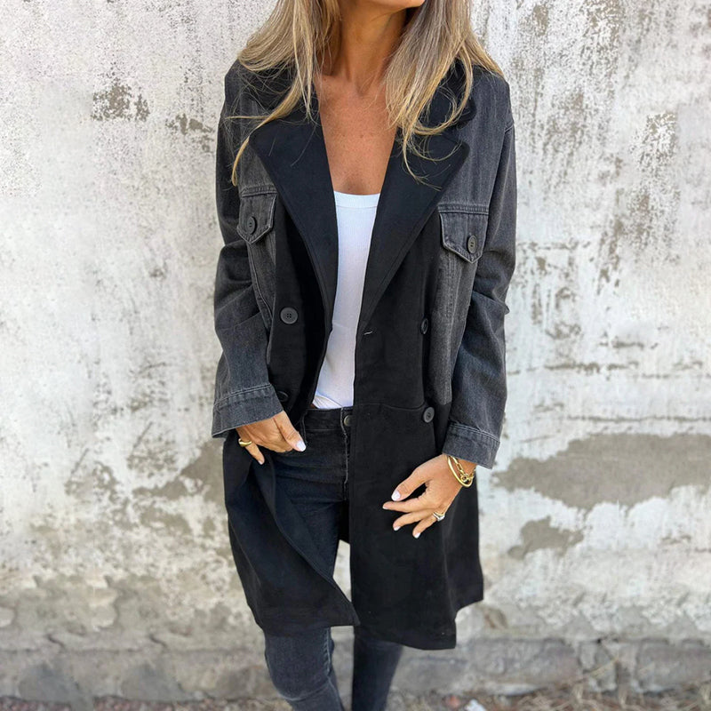 Sophie | Stylish Mid-Length Trench Coat with Denim Detail
