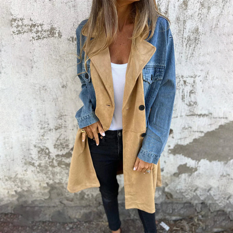 Sophie | Stylish Mid-Length Trench Coat with Denim Detail