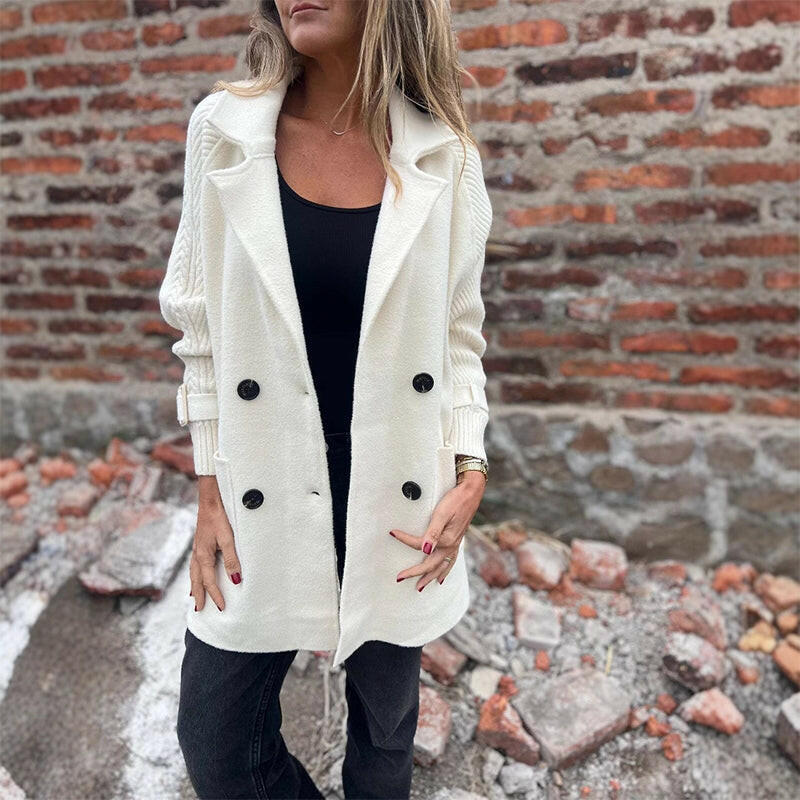 Isola | Knit Sleeve Double-Breasted Coat for Women