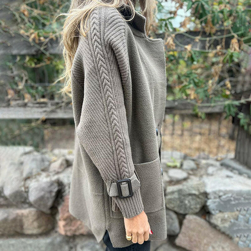 Isola | Knit Sleeve Double-Breasted Coat for Women
