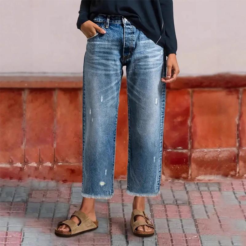 Joyce - Women's Retro Short Straight Leg Jeans