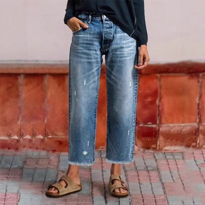 Joyce - Women's Retro Short Straight Leg Jeans