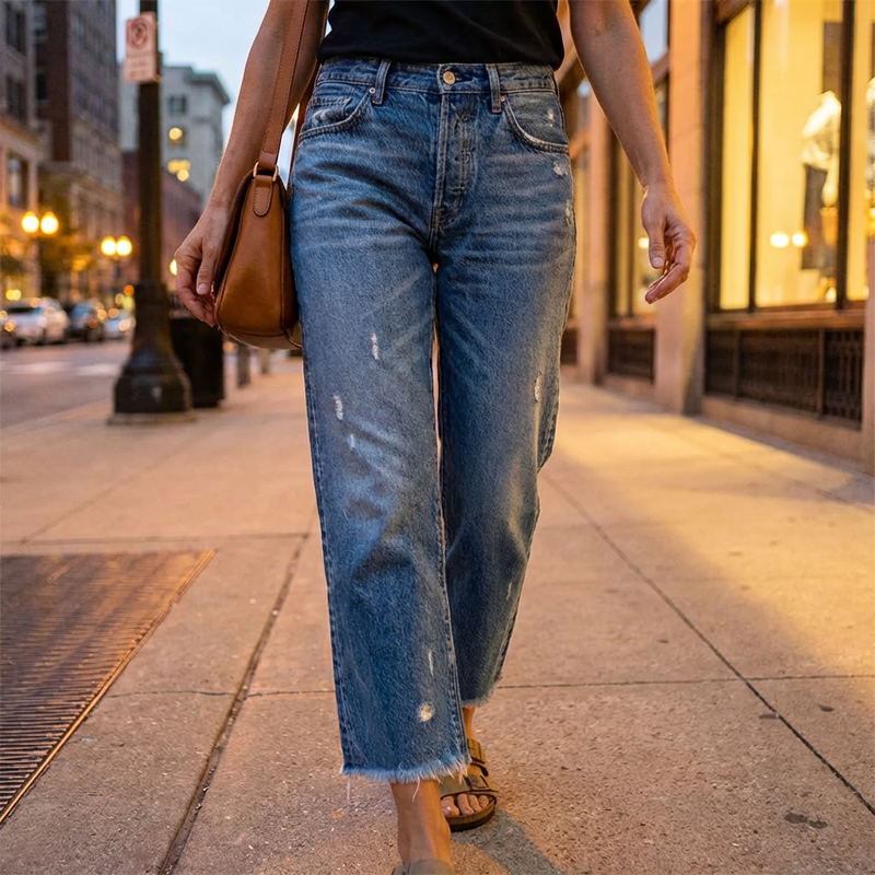 Joyce - Women's Retro Short Straight Leg Jeans