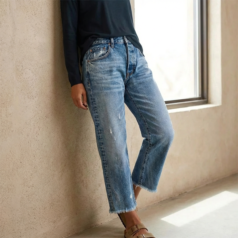 Joyce - Women's Retro Short Straight Leg Jeans