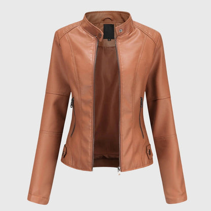 Miranda | Slim Biker Jacket with Stand Collar and Zip for Women