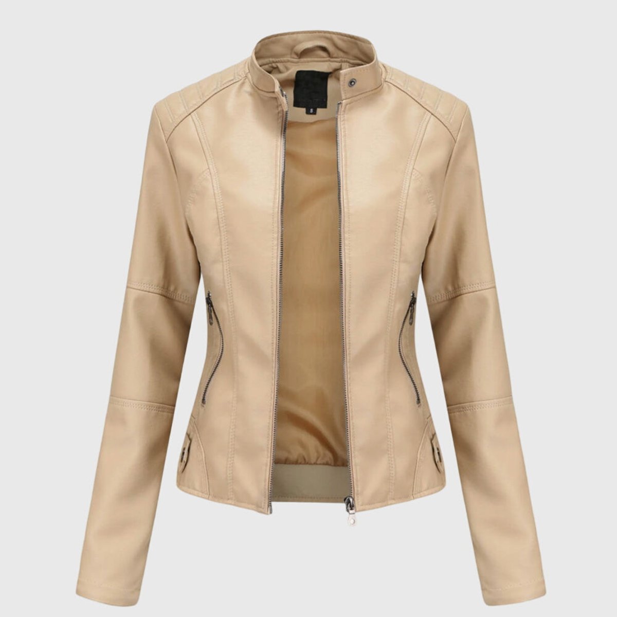 Miranda | Slim Biker Jacket with Stand Collar and Zip for Women
