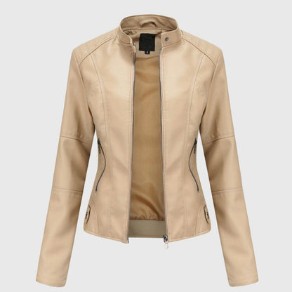 Miranda | Slim Biker Jacket with Stand Collar and Zip for Women