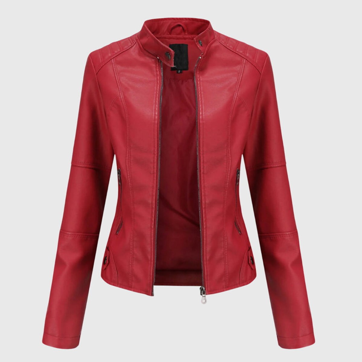 Miranda | Slim Biker Jacket with Stand Collar and Zip for Women