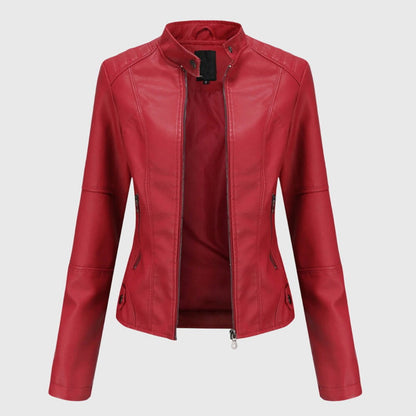 Miranda | Slim Biker Jacket with Stand Collar and Zip for Women